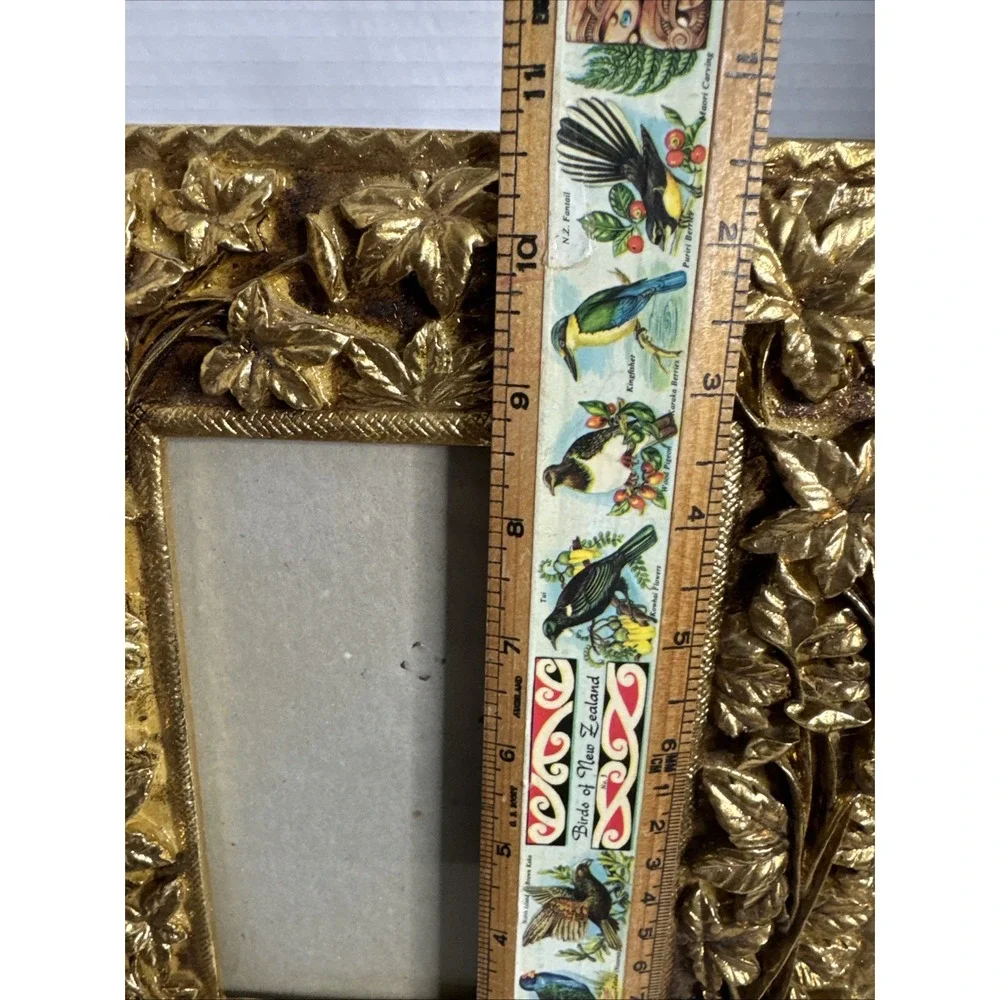 VTG‎ Gold Ornate Cherub Resin Picture Frame 4.25 X 6.25